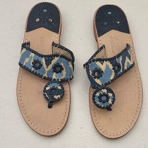 Jack Rogers Blue and Tan Patterned Sandals